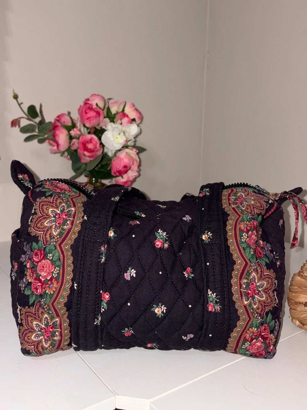 Vera Bradley Petit Point Vintage Mini Duffle Shoulder Bag